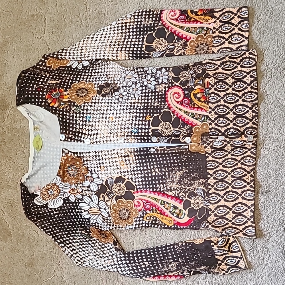 Prima Bella Sequence Button Down Sweater Medium - image 1